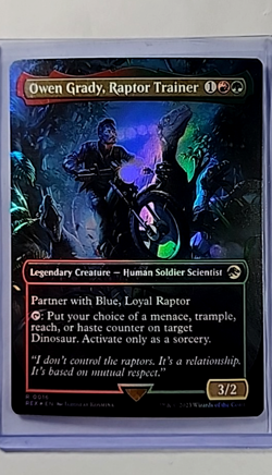 MTG Magic the Gathering REX Jurassic World Foil #16 Owen Grady Raptor Trainer LP - Image 1
