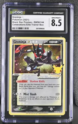CGC 8.5 NM-MINT+ Greninja Gold Star SWSH144 Celebrations ETB Pokemon - Image 1