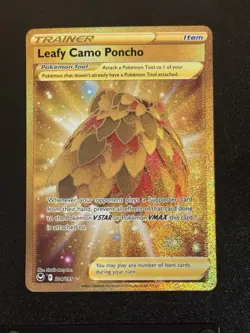Leafy Camo Poncho 214/195 Silver Tempest Gold Secret Rare Holo Pokemon Card NM - Image 1