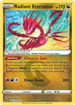Radiant Eternatus Crown Zenith 105/159 Radiant Rare Holofoil Pokemon TCG NM - Image 1