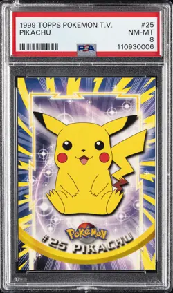 1999 TOPPS POKEMON TV #25 PIKACHU PSA 8 - Image 1