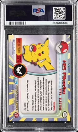 1999 TOPPS POKEMON TV #25 PIKACHU PSA 8 - Image 2