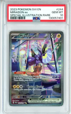 PSA GEM MT 10 Pokemon Miraidon ex 244/198 SV01: Scarlet & Violet Base Set Holo - Image 1