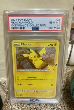 2021 Pokemon McDonald's Collection 25th Aniv PIKACHU Holo PSA 10 GEM MINT 25/25 - Image 1