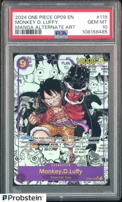 2024 One Piece OP09 En Manga Alternate Art #119 Monkey D. Luffy PSA 10 GEM MINT - Image 1