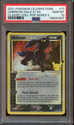 PSA 10 2021 POKEMON CELEBRATIONS UMBREON GOLD STAR CLASSIC COLL #17 GEM MINT - Image 1