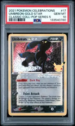 Pokemon Umbreon Gold Star PSA 10 Celebrations Classic Coll. 17/17 Gem Mint - Image 1