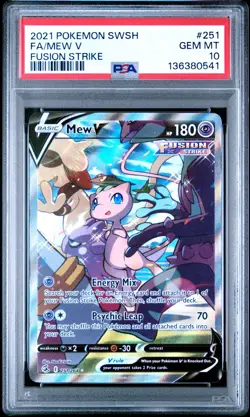 2021 POKEMON SWORD & SHIELD FUSION STRIKE 251 FULL ART MEW V PSA 10 - Image 1