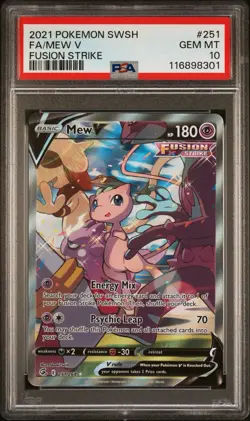 2021 POKEMON SWORD & SHIELD FUSION STRIKE 251 FULL ART MEW V PSA 10 - Image 3