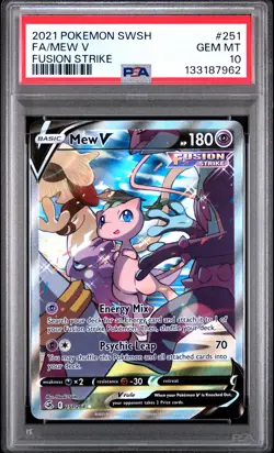 2021 POKEMON SWORD & SHIELD FUSION STRIKE #251 FULL ART/MEW V PSA 10 - Image 1