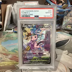 2021 POKEMON SWORD & SHIELD FUSION STRIKE #251 FULL ART MEW V PSA 10 GEM MINT - Image 1