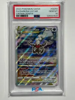 Pokemon Crown Zenith Darkrai VSTAR GG50 Galarian Gallery Holo PSA 10 GEM MINT - Image 1