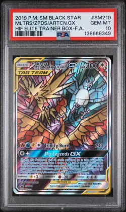 Moltres Zapdos Articuno GX SM210 Pokemon Hidden Fates Stained Glass Birds PSA 10 - Image 1