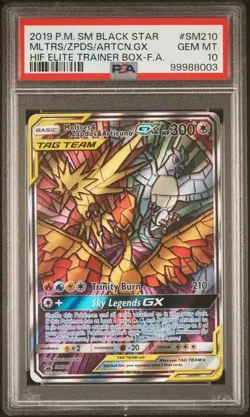 Moltres Zapdos Articuno GX SM210 Pokemon Hidden Fates Stained Glass Birds PSA 10 - Image 1