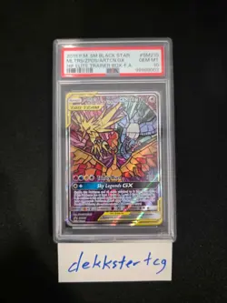 Moltres Zapdos Articuno GX SM210 Pokemon Hidden Fates Stained Glass Birds PSA 10 - Image 3