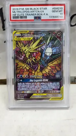 2019 MOLTRES & ZAPDOS & ARTICUNO GX TAG TEAM HIDDEN FATES PROMO POKEMON PSA 10 - Image 2