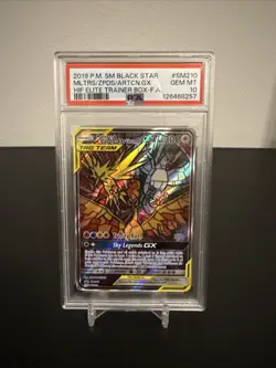 Pokemon Moltres Zapdos Articuno GX SM210 Hidden Fates Stained Glass PSA10 - Image 1