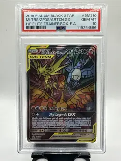 Moltres Zapdos Articuno GX SM210 Pokemon Hidden Fates Stained Glass Birds PSA 10 - Image 1