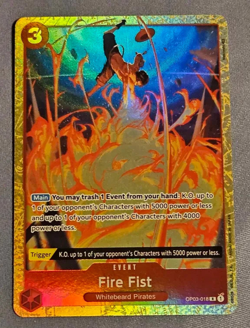 Fire Fist OP03-018 Alt Art Rare Pillars Of Strength One Piece CCG NM/M English - Image 1