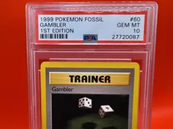 1st Edition Fossil Set - Gambler PSA 10 GEM MINT - Pokemon 1999 Trainer Card - Image 2