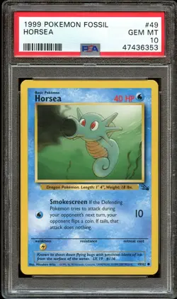 PSA 10 GEM MINT Horsea 49/62 Fossil 1999-2000 (Red Logo) Pokemon Card 353 - Image 2