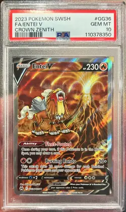 2023 Pokemon SWSH Crown Zenith FA Entei V GG36/GG70 PSA 10 Gem Mint - Image 1