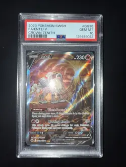 Pokemon 2023 Entei V GG36/GG70 Full Art Crown Zenith GEM MINT PSA 10 - Image 1