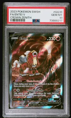 Pokemon 2023 Entei V GG36/GG70 Full Art Crown Zenith GEM MINT PSA 10 - Image 1