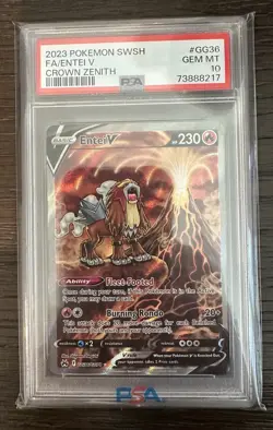 Pokemon 2023 Entei V GG36/GG70 Full Art Crown Zenith GEM MINT PSA 10 - Image 2