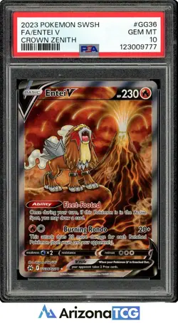 Pokemon 2023 Entei V GG36/GG70 Full Art Crown Zenith GEM MINT PSA 10 - Image 1
