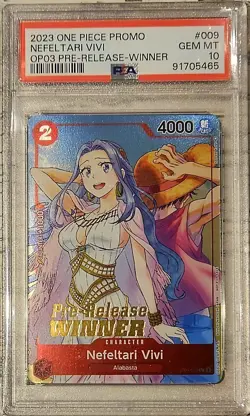 2023 Nefeltari Vivi One Piece OP-03 Pre-Release Winner (ST01-009) PSA 10 - Image 1