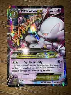 Pokemon M Mega Mewtwo EX Ultra Rare Holo TCG Card 64/162 XY Breakthrough NM - Image 1