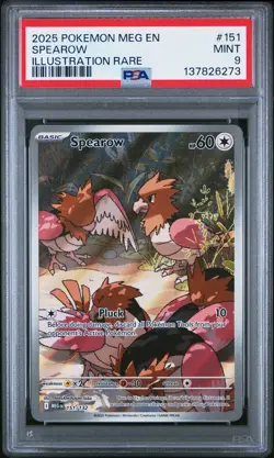 2025 POKEMON MEG EN-MEGA EVOLUTION ILLUSTRATION RARE #151 SPEAROW PSA 9 - Image 1