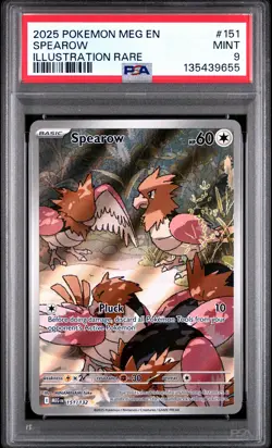 2025 POKEMON MEG EN-MEGA EVOLUTION ILLUSTRATION RARE #151 SPEAROW PSA 9 - Image 1