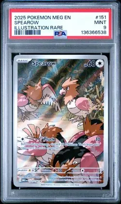 2025 POKEMON MEG EN-MEGA EVOLUTION ILLUSTRATION RARE #151 SPEAROW PSA 9 - Image 1