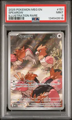 2025 POKEMON MEG EN-MEGA EVOLUTION ILLUSTRATION RARE #151 SPEAROW PSA 9 - Image 1