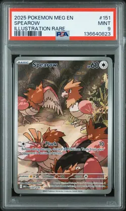 2025 POKEMON MEG EN-MEGA EVOLUTION ILLUSTRATION RARE #151 SPEAROW PSA 9 - Image 1