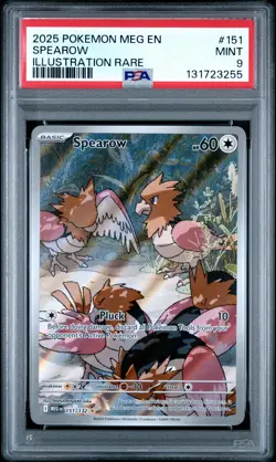 2025 POKEMON MEG EN-MEGA EVOLUTION ILLUSTRATION RARE #151 SPEAROW PSA 9 - Image 1