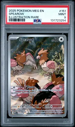 2025 POKEMON MEG EN-MEGA EVOLUTION ILLUSTRATION RARE #151 SPEAROW PSA 9 - Image 1