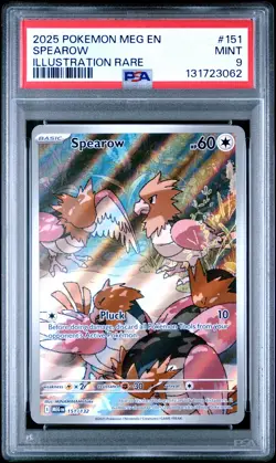 2025 POKEMON MEG EN-MEGA EVOLUTION ILLUSTRATION RARE #151 SPEAROW PSA 9 - Image 1