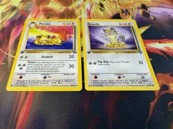 Persian 42/64 & Meowth 56/64 1st Edition Jungle WoTC 1999 Pokemon TCG - Image 2