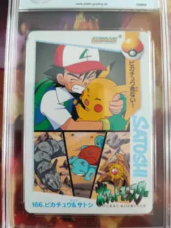 Pokemon Card 166 Pikachu Ash Squirtle Carddass Vending Japanese PGS PSA 9.5 TV - Image 3