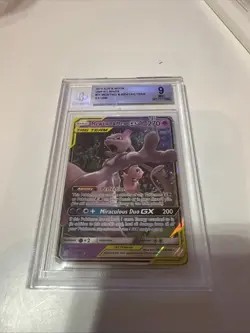 Pokemon SM Unified Minds Mewtwo & Mew GX 71/236 AGS Mint+ 9.5 FA Holo Rare 2019 - Image 1