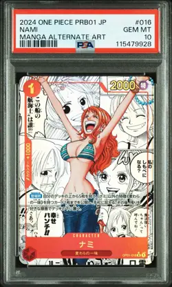 One Piece PSA 10 Nami Manga Alt Art 2024 OP01-016 PRB01 Japanese - Image 1
