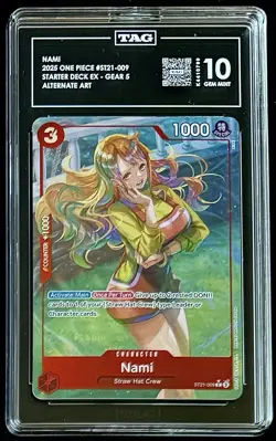TAG 10 One Piece ST21-009 C* Nami Alt Art - ENG - Foil - EX Gear 5 - Graded - Image 1