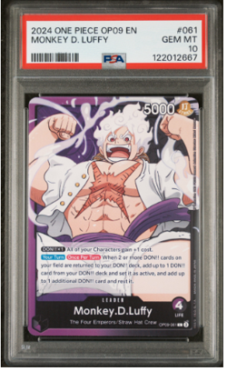 2024 One Piece EITNW OP09-061 EN Monkey.D.Luffy Leader PSA 10 Gem Mint - Image 1