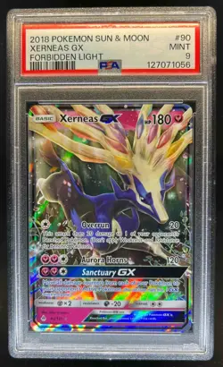 2018 Pokemon Sun & Moon Forbidden Light Xerneas Holo #90/131 PSA 9 - Image 1