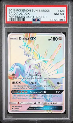 2018 POKEMON SUN & MOON FORBIDDEN LIGHT SECRET #138 FULL ART/DIALGA GX PSA 8 - Image 1