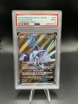 2018 POKEMON SUN & MOON FORBIDDEN LIGHT #125 FULL ART/DIALGA GX PSA 9 - Image 1