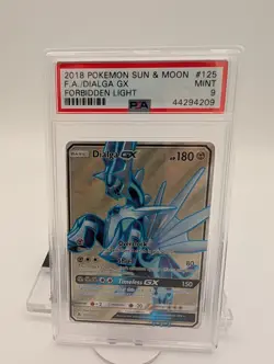 2018 POKEMON SUN & MOON FORBIDDEN LIGHT #125 FULL ART/DIALGA GX PSA 9 - Image 1
